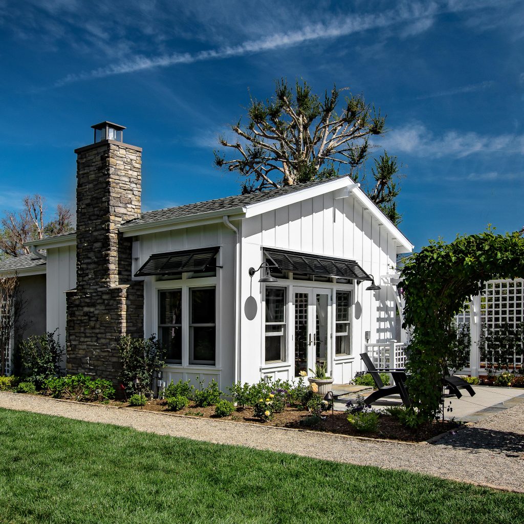 A beautiful master suite addition among greenery