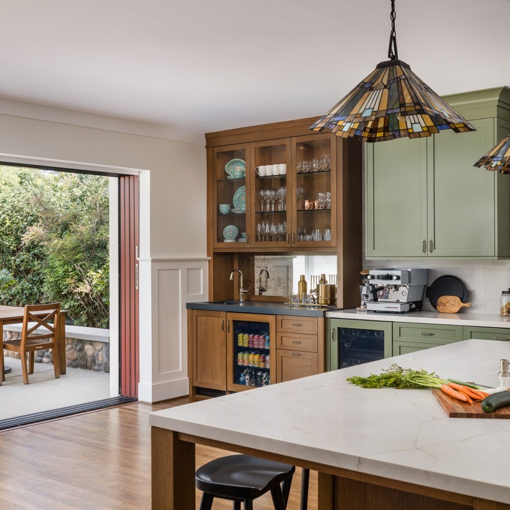 Kitchen with LaCantina doors leading out to the back patio